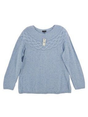 NWT TALBOTS Blue Speckled Sweater Pullover Cotton Blend PETITE XL PXL